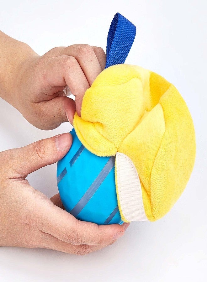 Kimee 2pc Covers Pet Ball for Dogs Plush Round Balls Outdoor Pet Plastic Balls Cats Toys Cover, Replacement Dog Ball Plush Cover, Yellow and Blue - Image 3